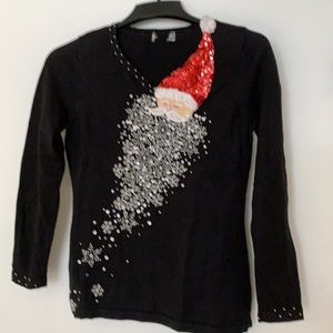 Embellished black Santa sweater